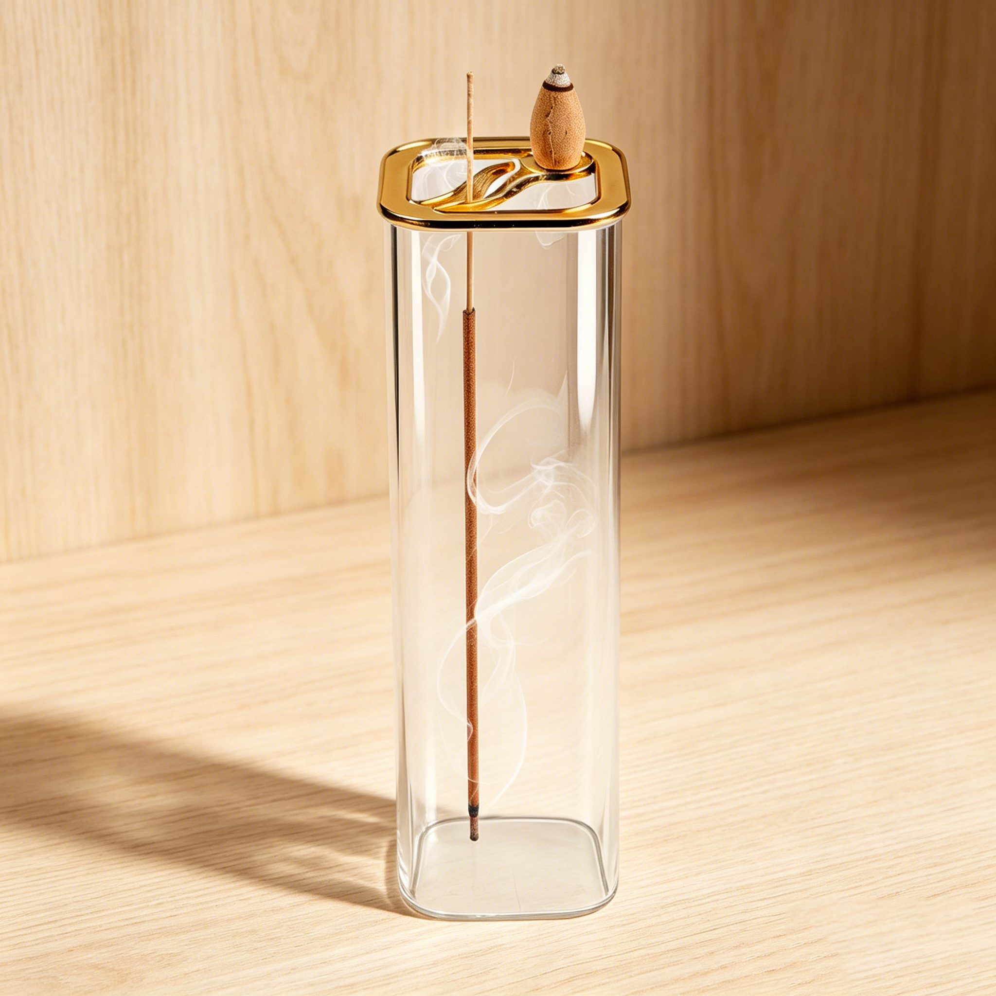 Incense Cone Holder - Metal Glass Dual Incense Burner for