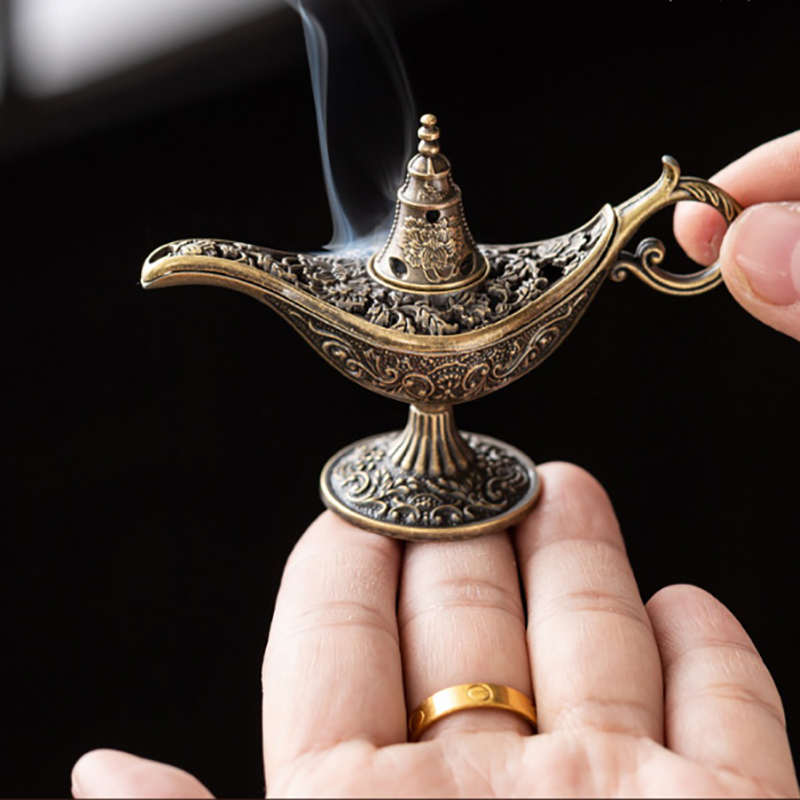 Incense Cone Holder - Antique Style Lamp Metal Incense Burner