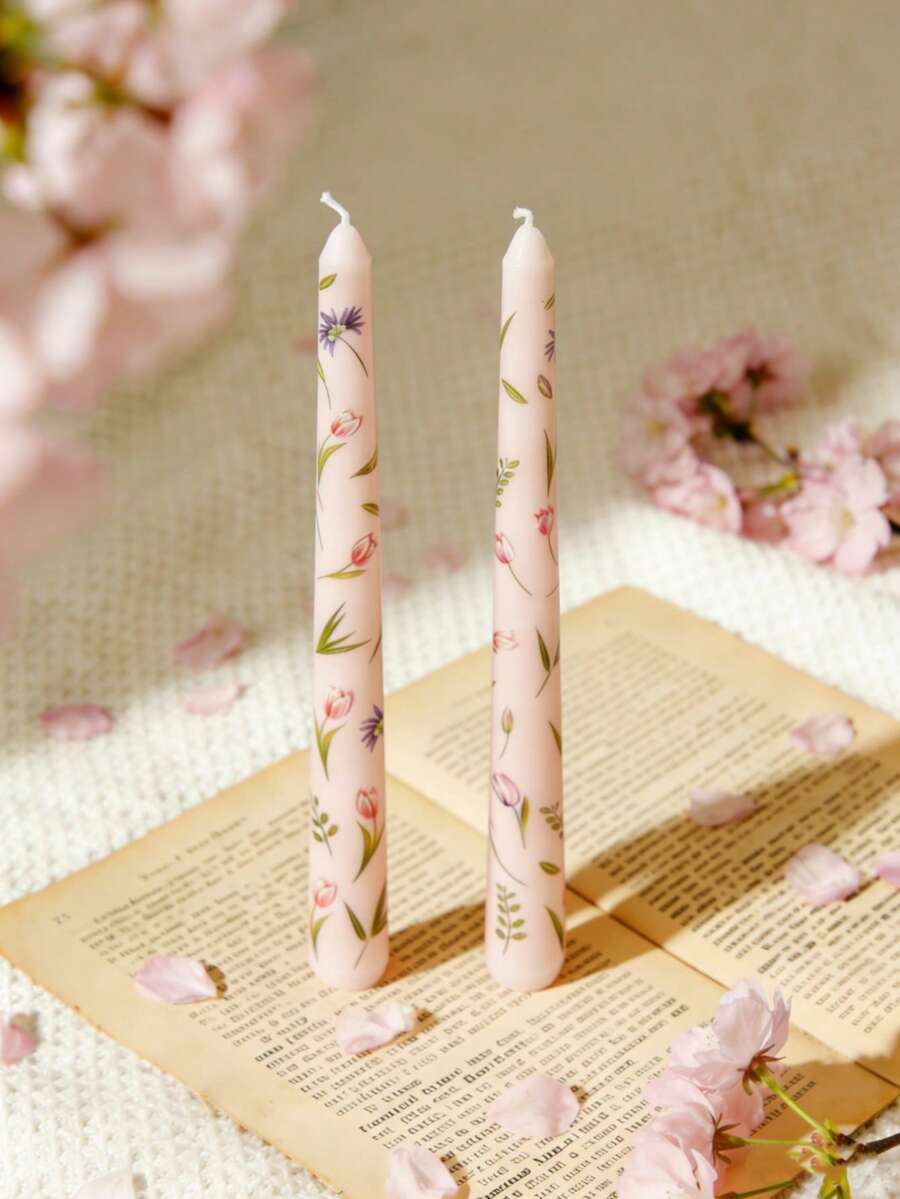 4pcs Flower Printed Taper Cand - огляд і ціна Beeswax Taper Candle